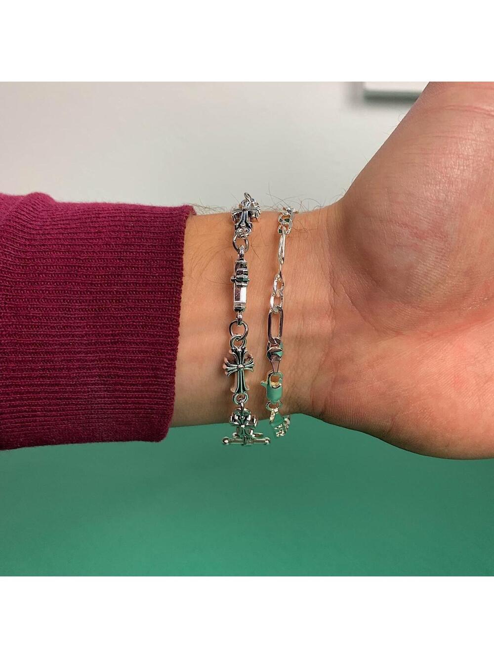Vintage Y2k Style Silver Saint Marry Cuban Link Figaro Bracelet. Nice quality - Picture 4 of 8